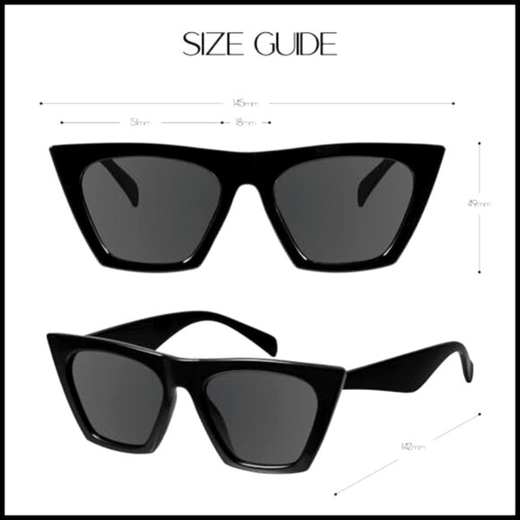Square Cat Eye Sunglasses UV400 Protection Lightweight Retro Style